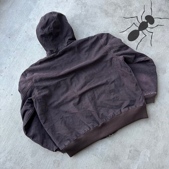 Vintage Y2K Carhartt J130 DKB brown hooded work wear jacket - Picture 6 of 9